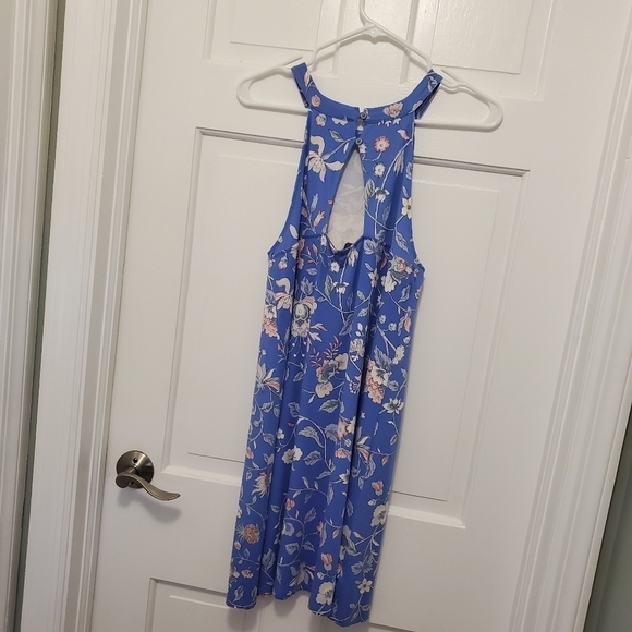 LOFT Floral Cutout Back Halter Swing Knit Dress Size Petite Medium - Picture 8 of 11